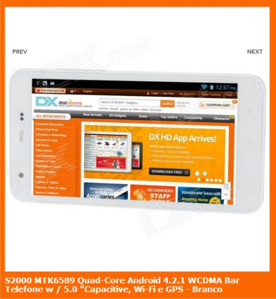 S2000 MTK6589 Quad-Core Android 4.2.1 c/ gps e wi-fi