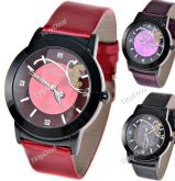 Relógio de pulso com pulseira de couro feminino